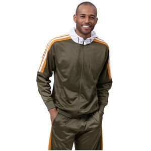 MEN'S MONTIQUE OLIVE 2 PIECE SPORT TRACK SUIT WITH HOOD. JS-30